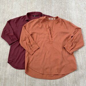Uniqlo Popover Blouse Shirt Bundle Lot M
